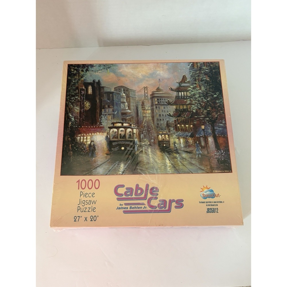 SunsOut Cable Cars 1000 pc Jigsaw Puzzle Art by James Belen Jr.  20" x 27" NEW
